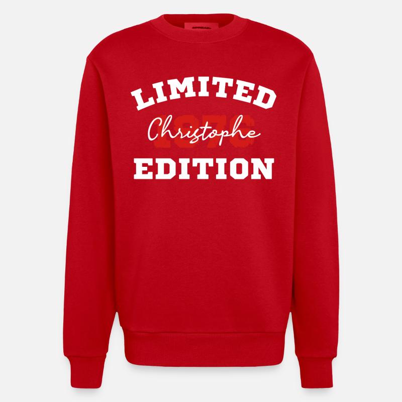 Limitierte Auflage 1076 Christophe - Heavyweight Oversized Organic Crew Neck Made in EU - Rot