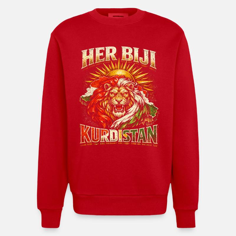 Her Biji Kurdistan Kurde Kurden - Heavyweight Oversized Organic Crew Neck Made in EU - Rot