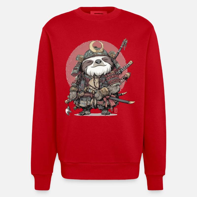 Faultier-Samurai-Rüstung - Heavyweight Oversized Organic Crew Neck Made in EU - Rot