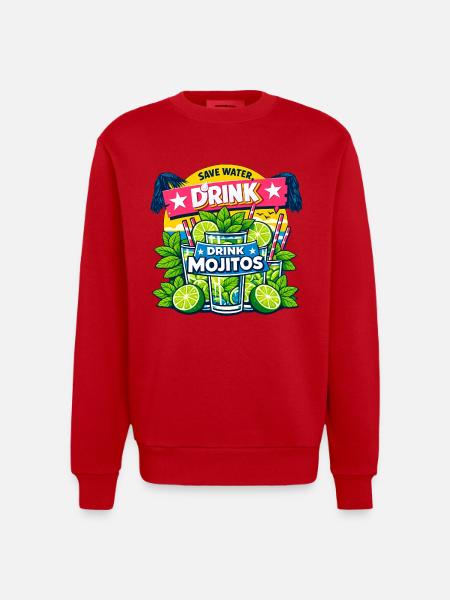 Save the water, drink Mojitos - Heavyweight Oversized Organic Crew Neck Made in EU - red