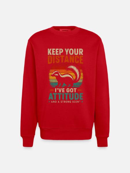 Keep Your Distance Motivation Aesthetic - Heavyweight Oversized Organic Crew Neck Made in EU - red
