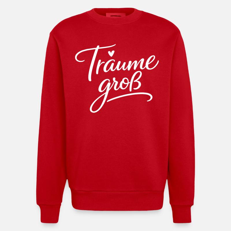 Träume Groß – Handlettering Script - Heavyweight Oversized Organic Crew Neck Made in EU - Rot