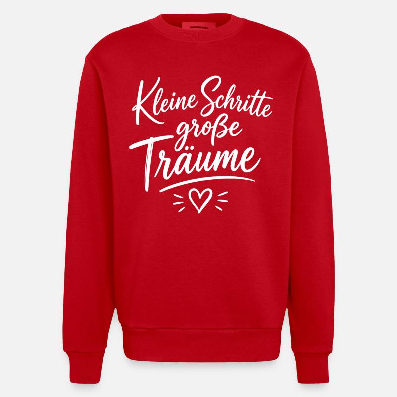 Keine Schritte Große Träume Script - Heavyweight Oversized Organic Crew Neck Made in EU - Rot