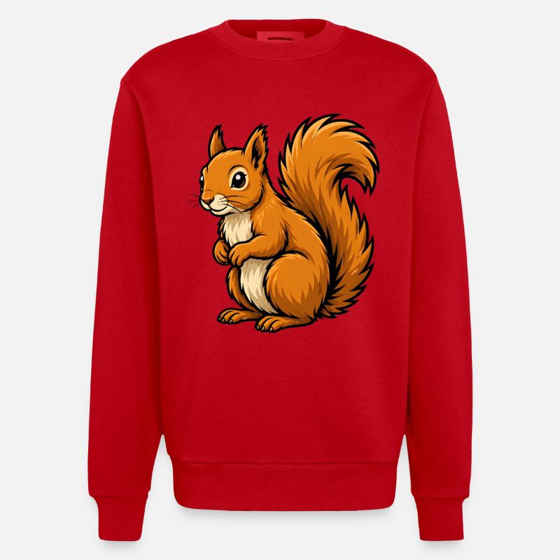 Rotes Eichhörnchen - Heavyweight Oversized Organic Crew Neck Made in EU - Rot