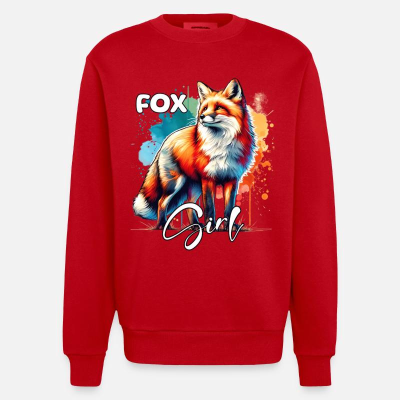 Fox Mädchen Rotfuchs Fuchs - Heavyweight Oversized Organic Crew Neck Made in EU - Rot