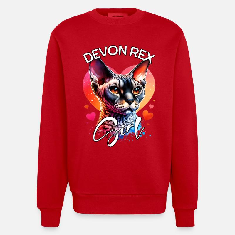 Devon Rex Fille Devon Rex - Sweat bio épais oversize fabriqué en UE - rouge
