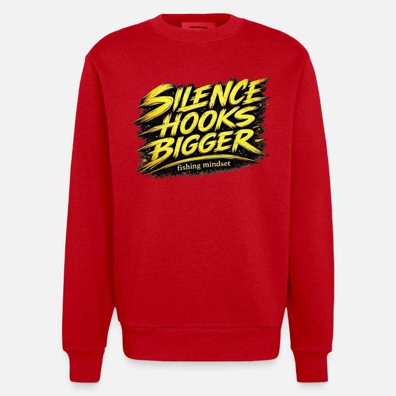 Silence Hooks Bigger Fishing Mindset Design - Sweat bio épais oversize fabriqué en UE - rouge