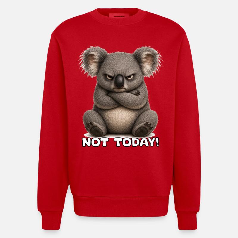 Grumpy Koala – Not Today - Heavyweight Oversized Organic Crew Neck Made in EU - red
