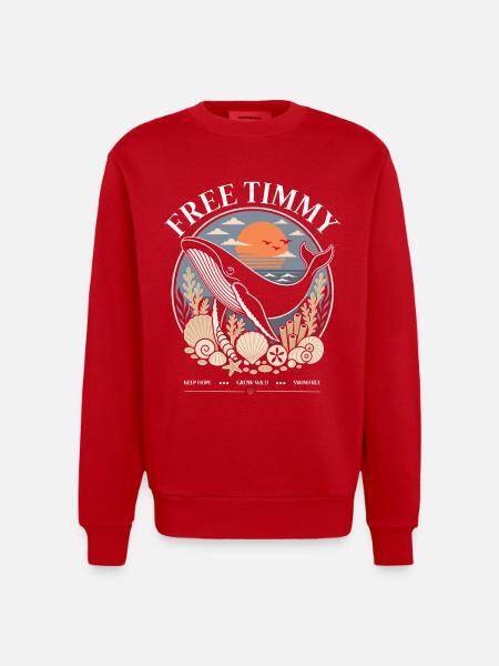Buckelwal Timmy Hope Statement Merch - Heavyweight Oversized Organic Crew Neck Made in EU - Rot