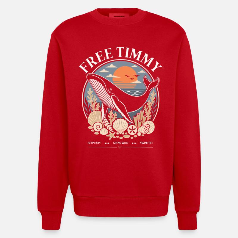 Buckelwal Timmy Hope Statement Merch - Heavyweight Oversized Organic Crew Neck Made in EU - Rot