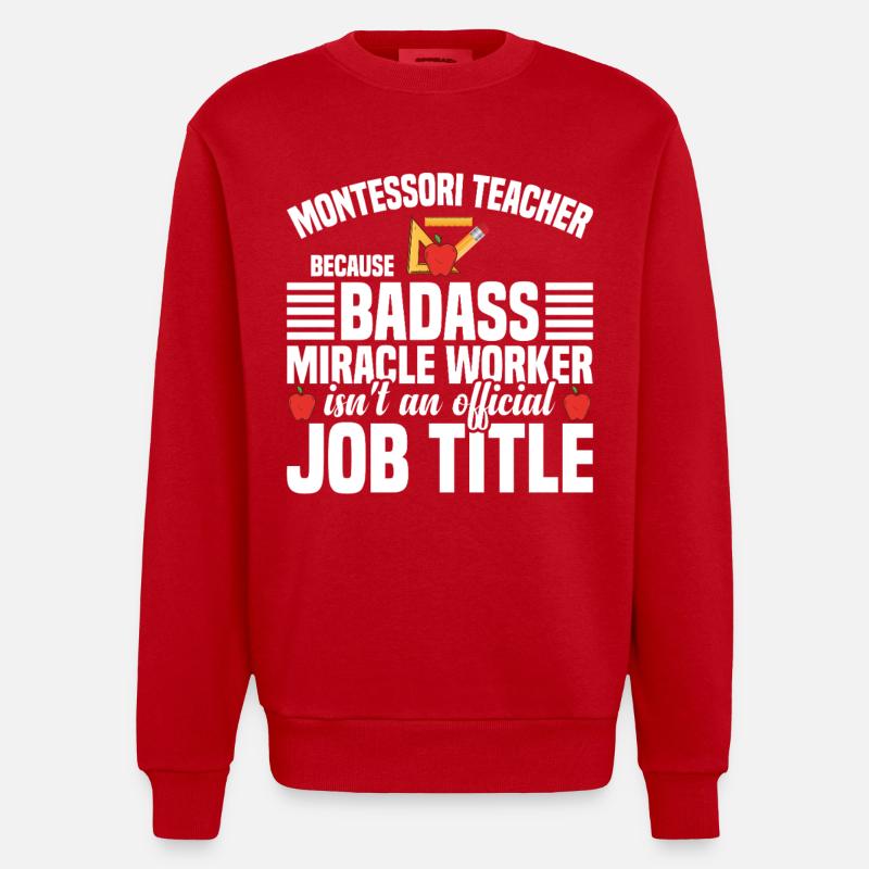  School Teacher Appreciation Education Method - Heavyweight Oversized Organic Crew Neck Made in EU - red