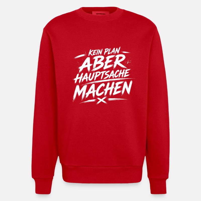 Kein Plan Aber Machen - Heavyweight Oversized Organic Crew Neck Made in EU - Rot
