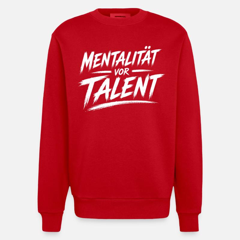 Mentality before talent - Heavyweight Oversized Organic Crew Neck Made in EU - red