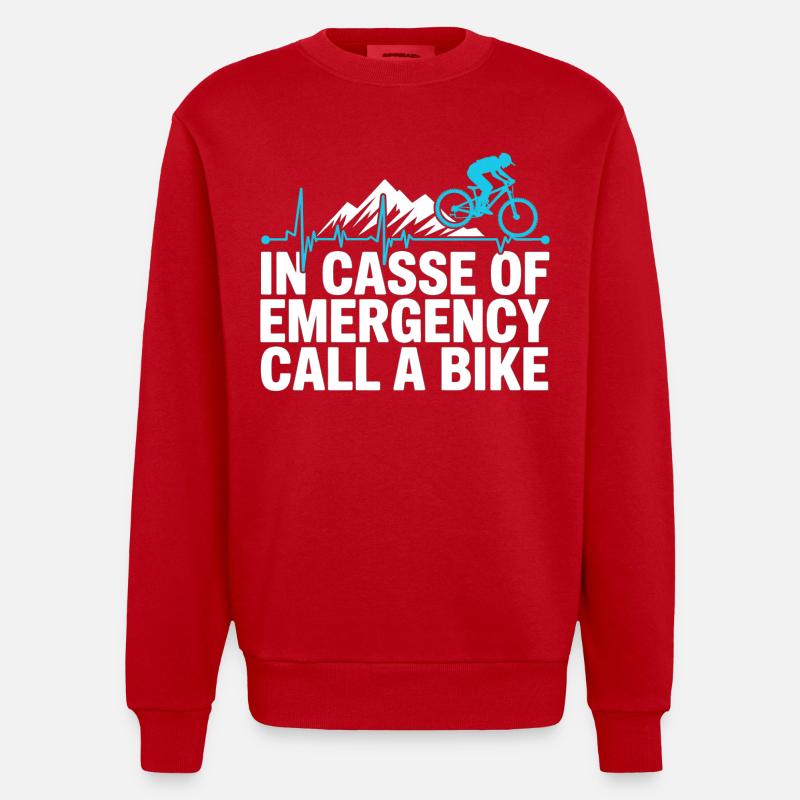 VTT, Descente, Action du cyclisme - Sweat bio épais oversize fabriqué en UE - rouge