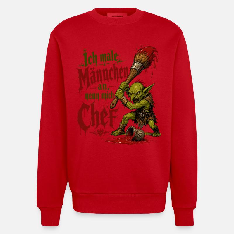 Gobelin de table avec un pinceau - Sweat bio épais oversize fabriqué en UE - rouge
