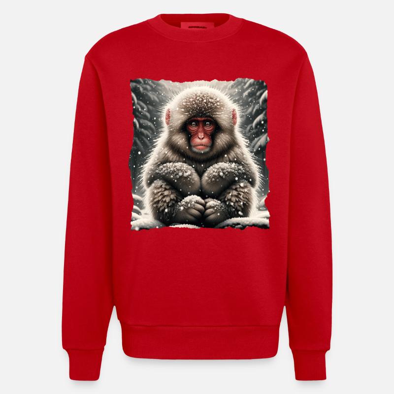 Singe des neiges de Schneeaffe - Sweat bio épais oversize fabriqué en UE - rouge
