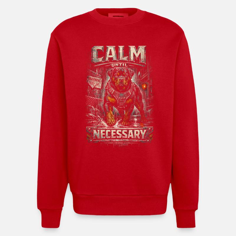 Rottweiler Hund Calm Until Necessary - Heavyweight Oversized Organic Crew Neck Made in EU - Rot