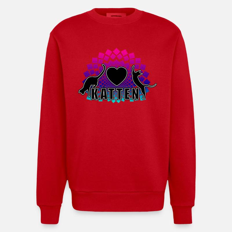 Mandala arc-en-ciel Cœur de Chat - Sweat bio épais oversize fabriqué en UE - rouge