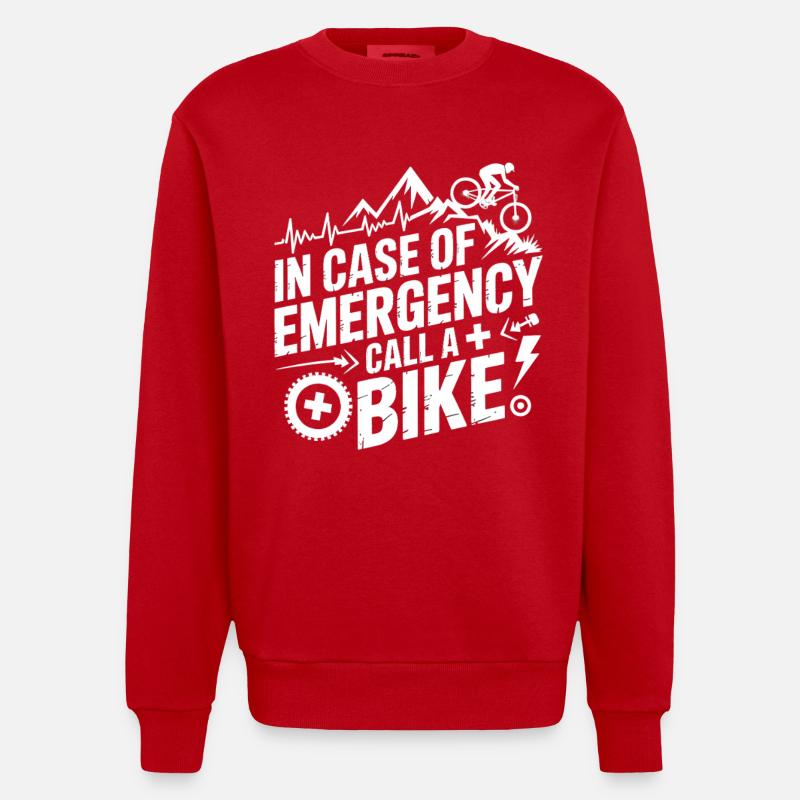 VTT, Descente, Action du cyclisme - Sweat bio épais oversize fabriqué en UE - rouge