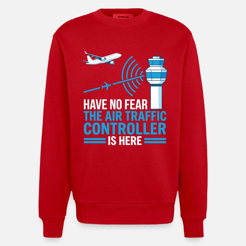 Air Traffic Controller Fluglotse Geschenk - Heavyweight Oversized Organic Crew Neck Made in EU - Rot
