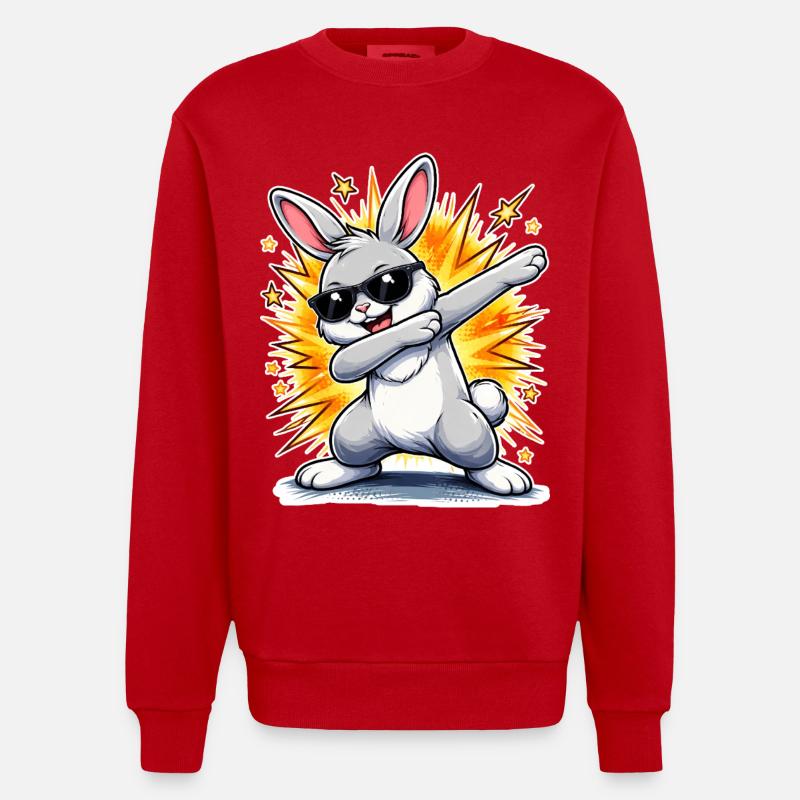 Dabbing Hase - Heavyweight Oversized Organic Crew Neck Made in EU - Rot