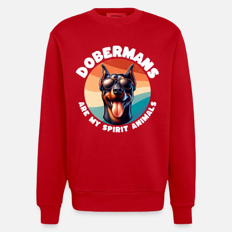Drôles de dictons du doberman - Sweat bio épais oversize fabriqué en UE - rouge