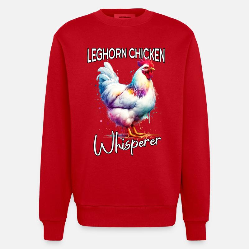 Leghorn Hühner Flüsterer - Heavyweight Oversized Organic Crew Neck Made in EU - Rot