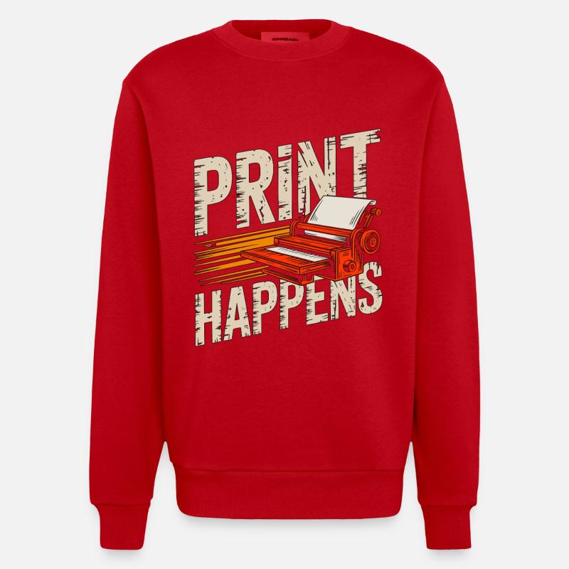 Designer d’impression Print Happens Designer créatif - Sweat bio épais oversize fabriqué en UE - rouge