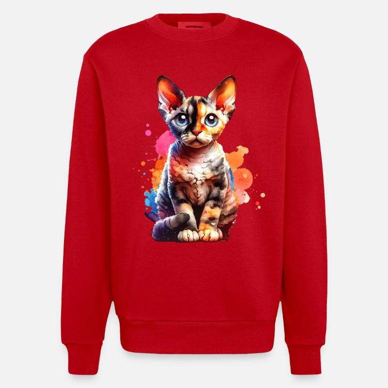 Devon Rex Geschenk - Heavyweight Oversized Organic Crew Neck Made in EU - Rot