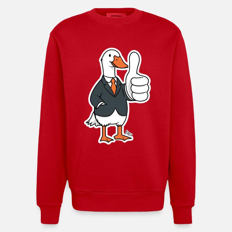 Dapper Duck in a Suit - Heavyweight Oversized Organic Crew Neck Made in EU - red
