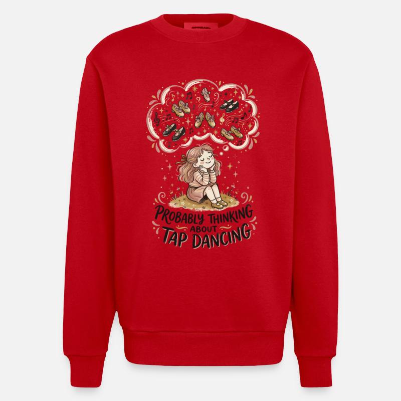 Thinking Tap Dancing Tap Dancer Dance - Heavyweight Oversized Organic Crew Neck Made in EU - red