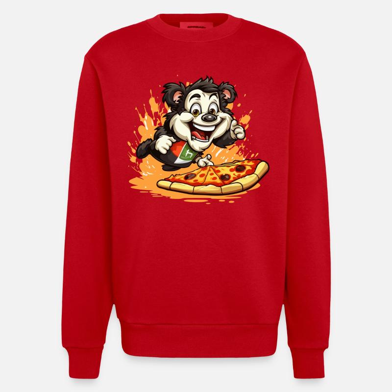 Pizza Panda Sprint - Sweat bio épais oversize fabriqué en UE - rouge