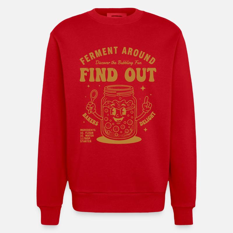 Sourdough Bread Baking Baker Sourdough Starter - Heavyweight Oversized Organic Crew Neck Made in EU - red