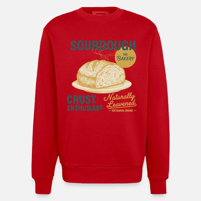 Sourdough Crust Enthusiast Bread Baking Baker - Heavyweight Oversized Organic Crew Neck Made in EU - red