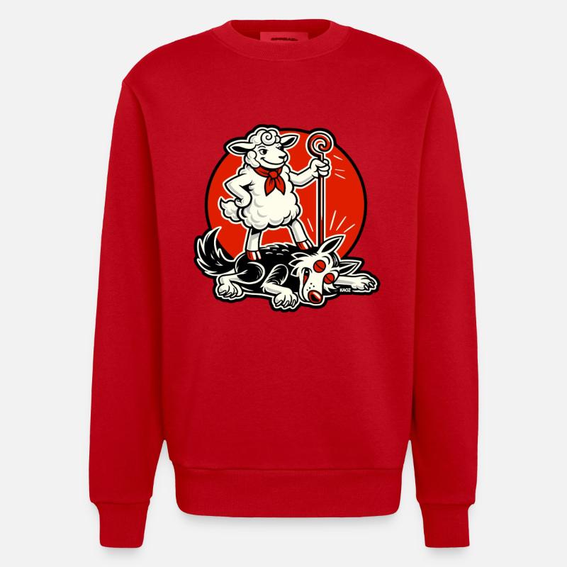Héros mouton avec un escroc - Sweat bio épais oversize fabriqué en UE - rouge
