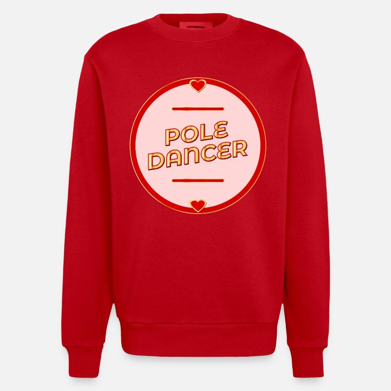 Pole Dance - Dancing - Heavyweight Oversized Organic Crew Neck Made in EU - red