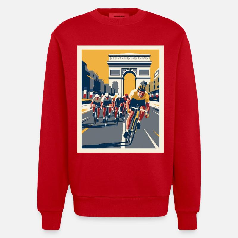 Paris Sprint – Radfahrer-Erinnerung - Heavyweight Oversized Organic Crew Neck Made in EU - Rot