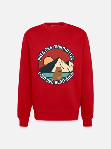 Humor on a groundhog - Heavyweight Oversized Organic Crew Neck Made in EU - red
