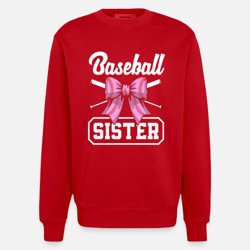 Baseball Sœur Bow Bat Rose - Sweat bio épais oversize fabriqué en UE - rouge