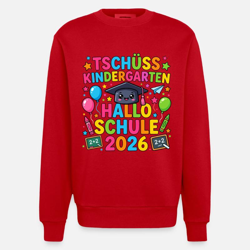 Tschüss Kindergarten Hallo Schule 2026 Einschulung - Heavyweight Oversized Organic Crew Neck Made in EU - Rot