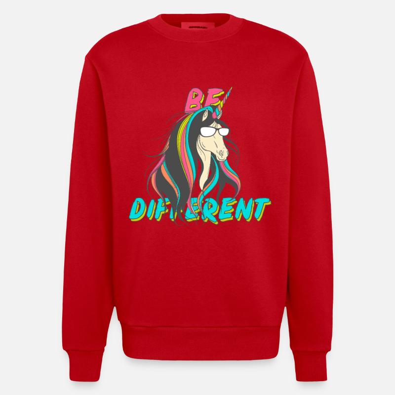 Be Different Nerd Einhorn Party - Heavyweight Oversized Organic Crew Neck Made in EU - Rot