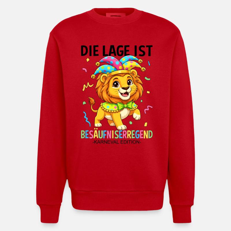 Die Lage Ist Besäufniserregend Karneval Edition - Heavyweight Oversized Organic Crew Neck Made in EU - Rot