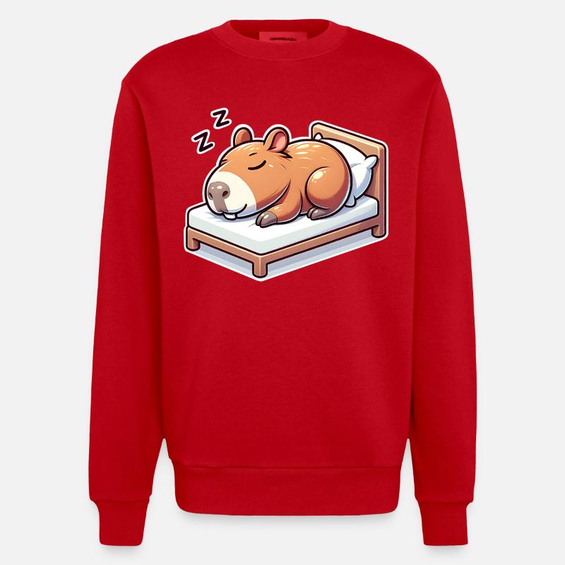 Schlafender Capybara - Heavyweight Oversized Organic Crew Neck Made in EU - Rot