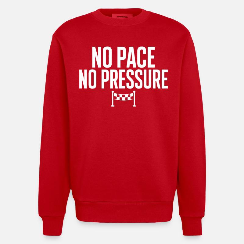No Pace No Pressure - Heavyweight Oversized Organic Crew Neck Made in EU - red