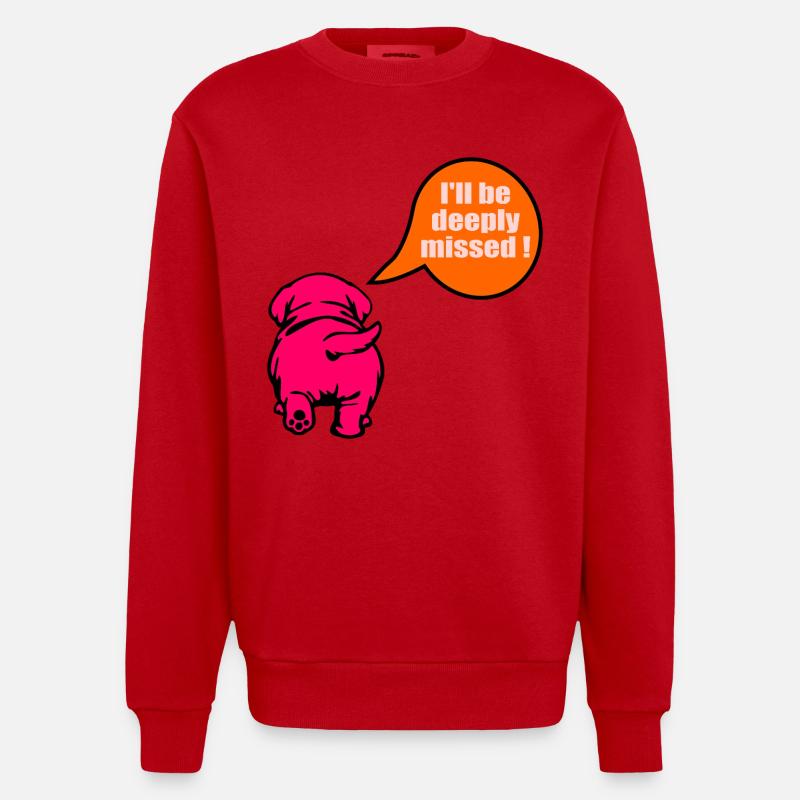 Chien d’adieu drôle - Sweat bio épais oversize fabriqué en UE - rouge