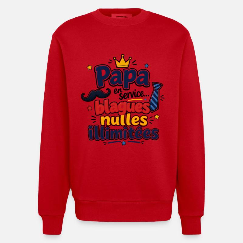 Papa blagues nulles illimitées - Sweat bio épais oversize fabriqué en UE - rouge