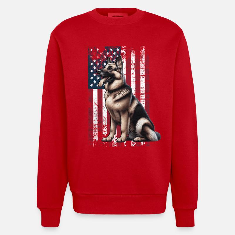 Berger allemand US Deutscher Schäferhund - Sweat bio épais oversize fabriqué en UE - rouge
