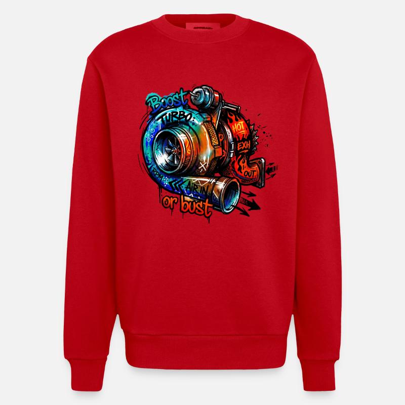 Turbo-Boost oder Bust - Heavyweight Oversized Organic Crew Neck Made in EU - Rot