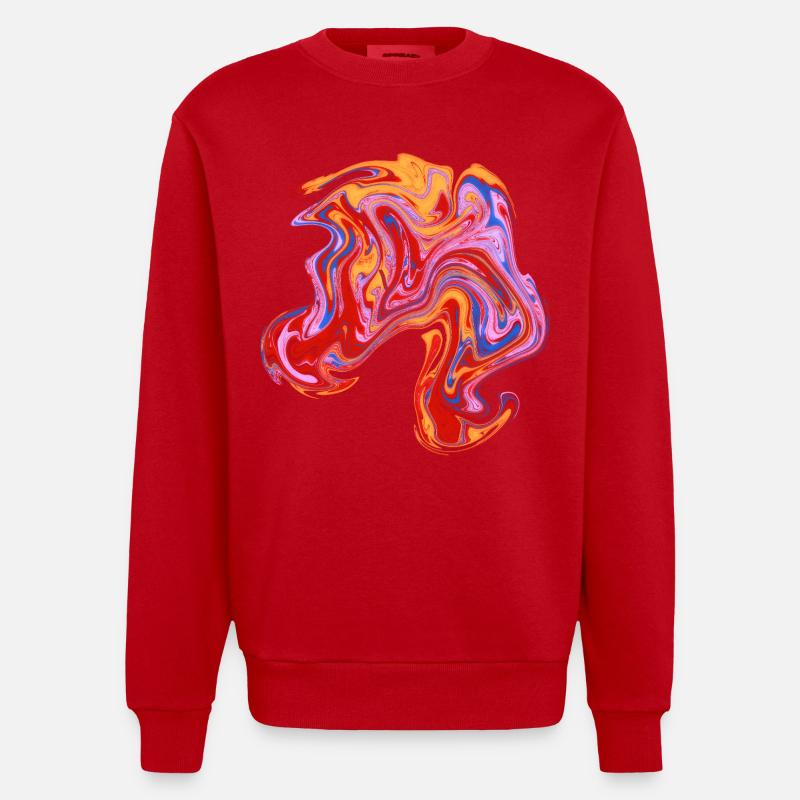 Farbwirbel Neon-Muster - Heavyweight Oversized Organic Crew Neck Made in EU - Rot