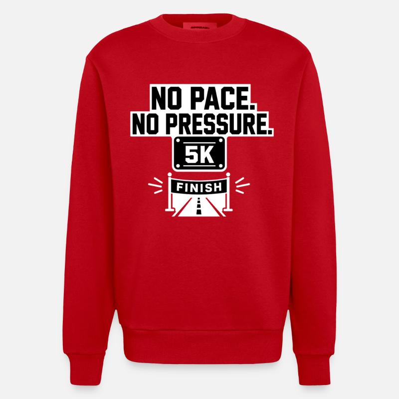 No Pace 5K - Heavyweight Oversized Organic Crew Neck Made in EU - red